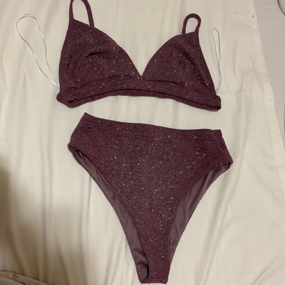 Glittery 2 piece dark purple top and bottom